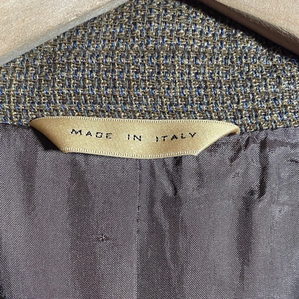 Donna Karan 44L Olive Brown Wool Silk Blazer Great Condition